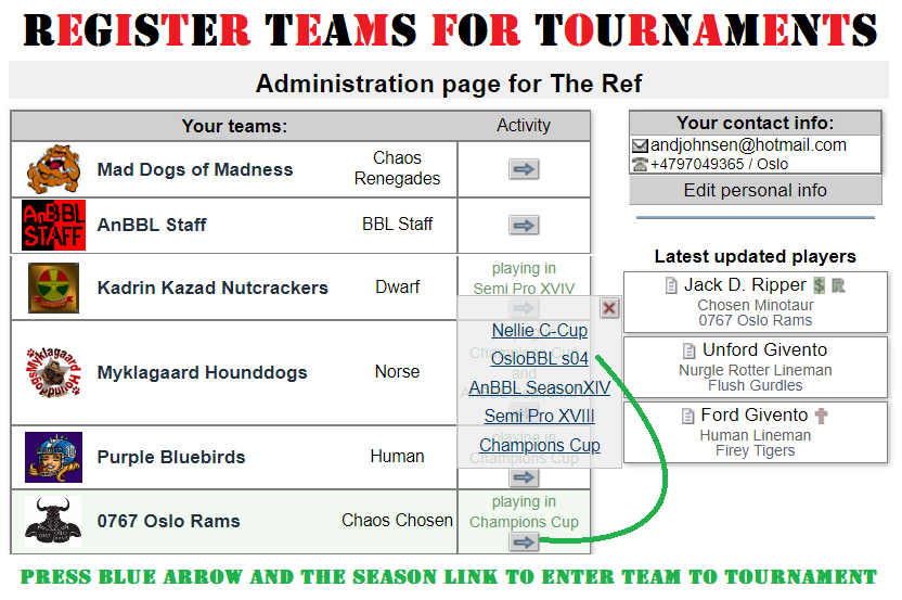Register Teams For Tournament